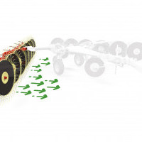 The raking wheels in front of the frame ensure greater resistance to picking up.