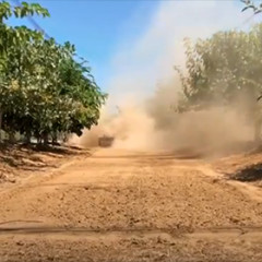 Sicma SPR 255 tiller in action, surrounded by a cloud of dust!